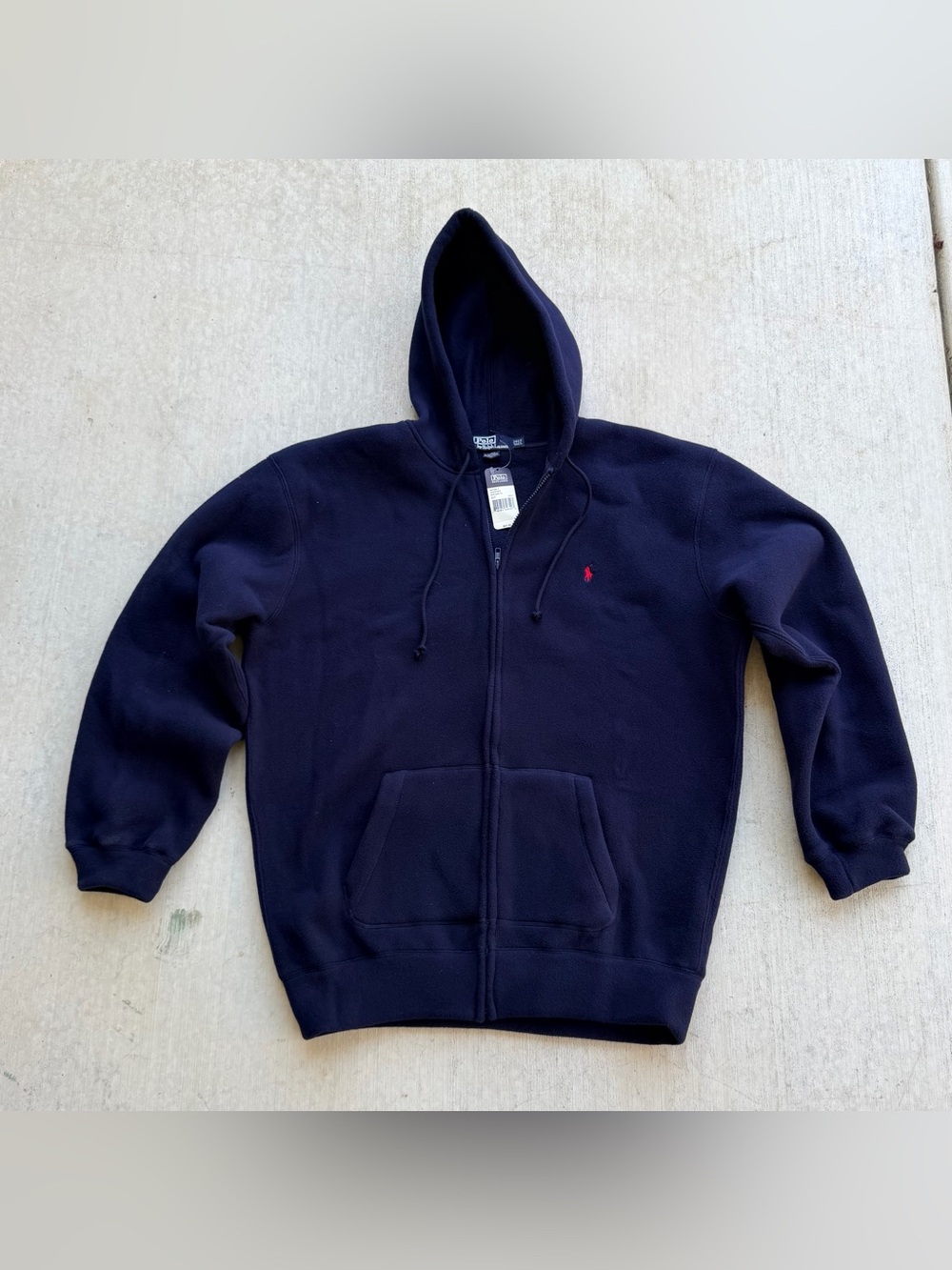 Vintage Polo Ralph Lauren Fleece Hoodie Men Size 2XLT Deadstock 90s Zip Up